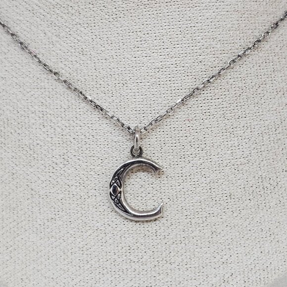JMH Celtic Letter "C" 925 Sterling Silver Initial Pendant Chain Necklace Ireland - Picture 1 of 12
